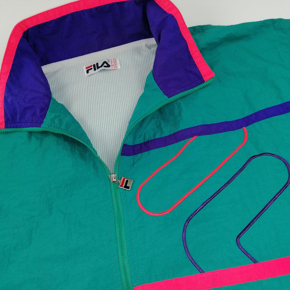 Vintage 80s Fila Embroidered Logo Windbreaker Jacket XL