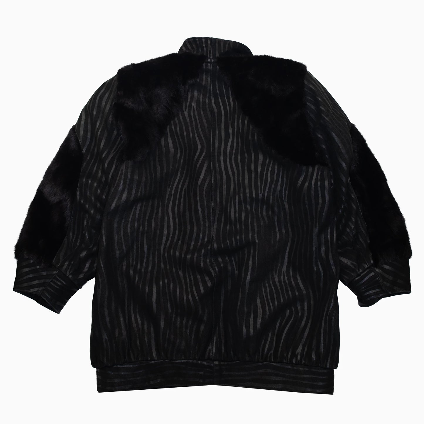 Vintage 80s Fluffy Fur Bomber Jacket Größe L hinten