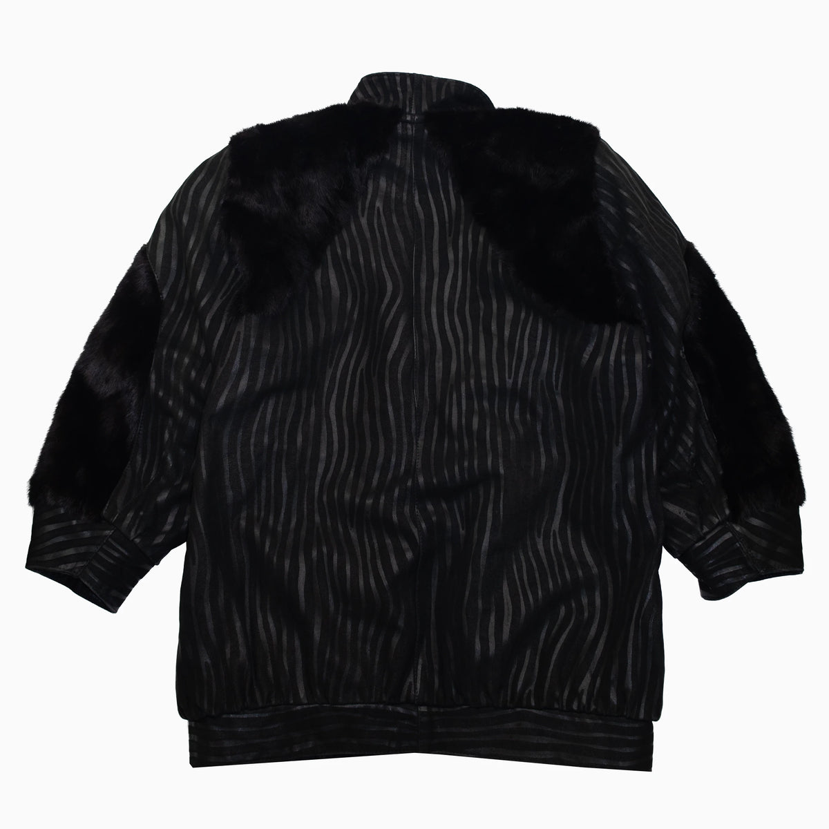 Vintage 80s Fluffy Fur Bomber Jacket Größe L hinten
