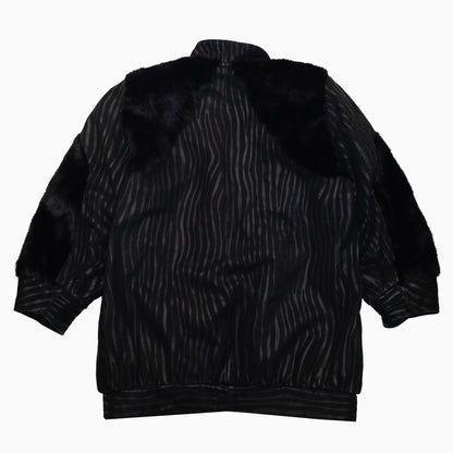Vintage 80s Fluffy Fur Bomber Jacket Größe L hinten