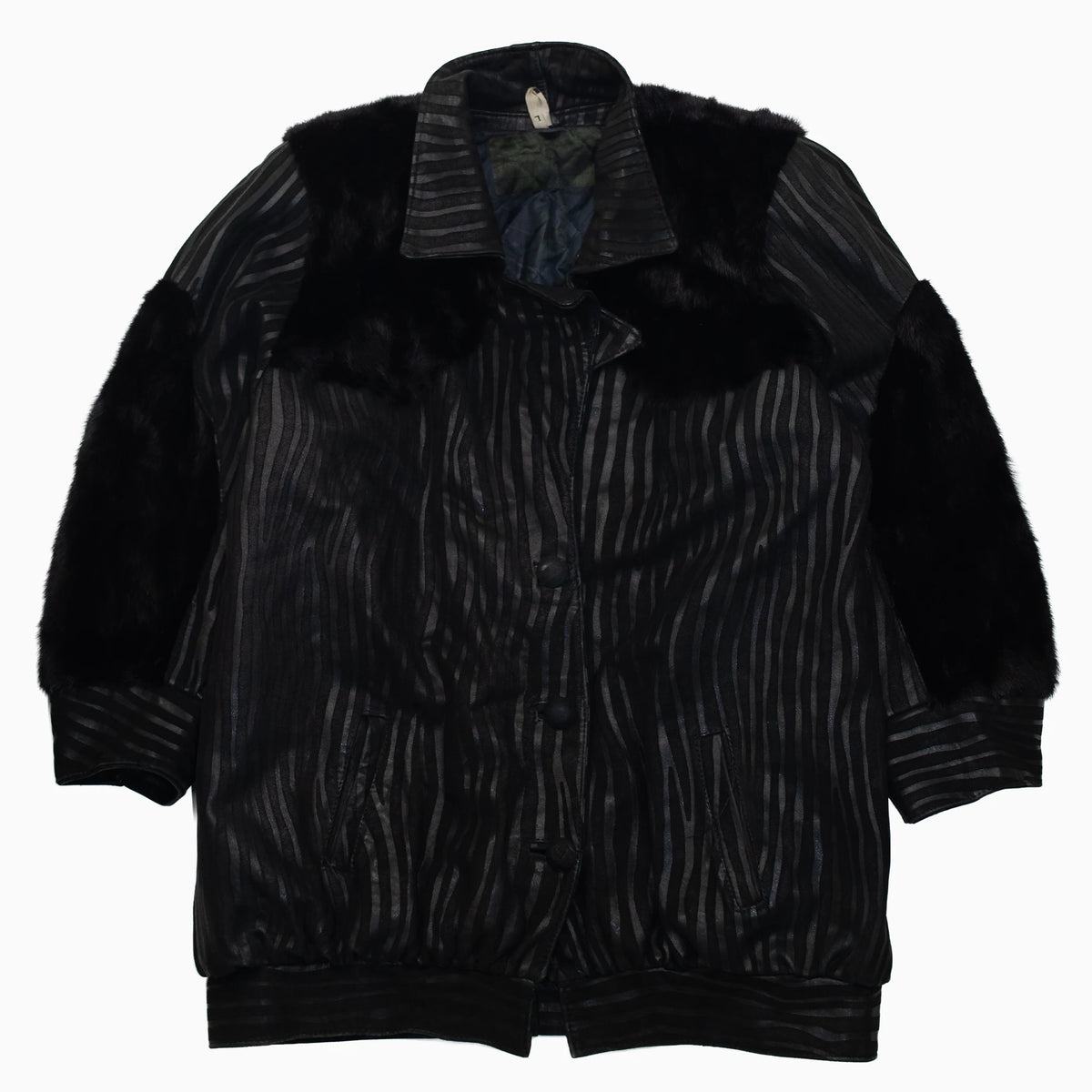 Vintage 80s Fluffy Fur Bomber Jacket Größe L vorne