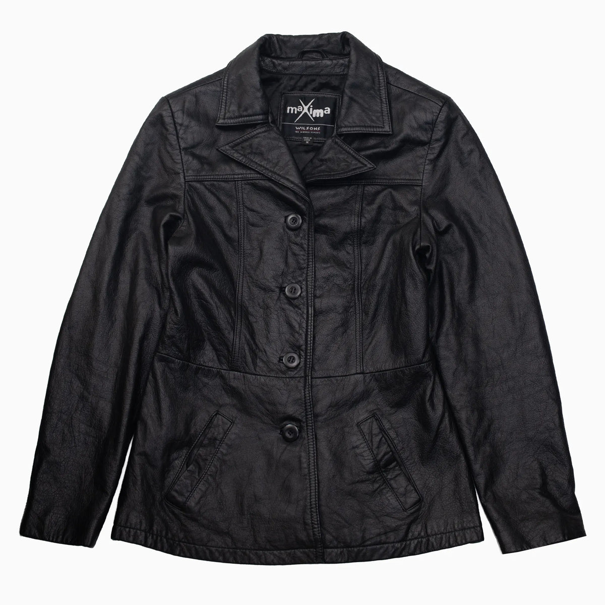 Vintage 80s Maxima Wilsons Short Leather Coat Größe S vorne