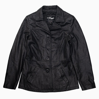 Vintage 80s Maxima Wilsons Short Leather Coat Größe S vorne