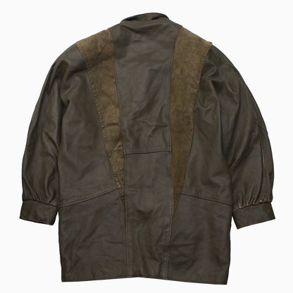 Vintage 80s Midi Leather Coat Größe L hinten
