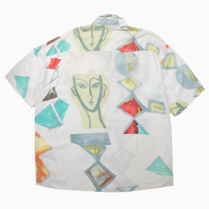 Vintage 90s Daquino Crazy Pattern Kurzarmhemd mit geometrischem Muster – Size XXL