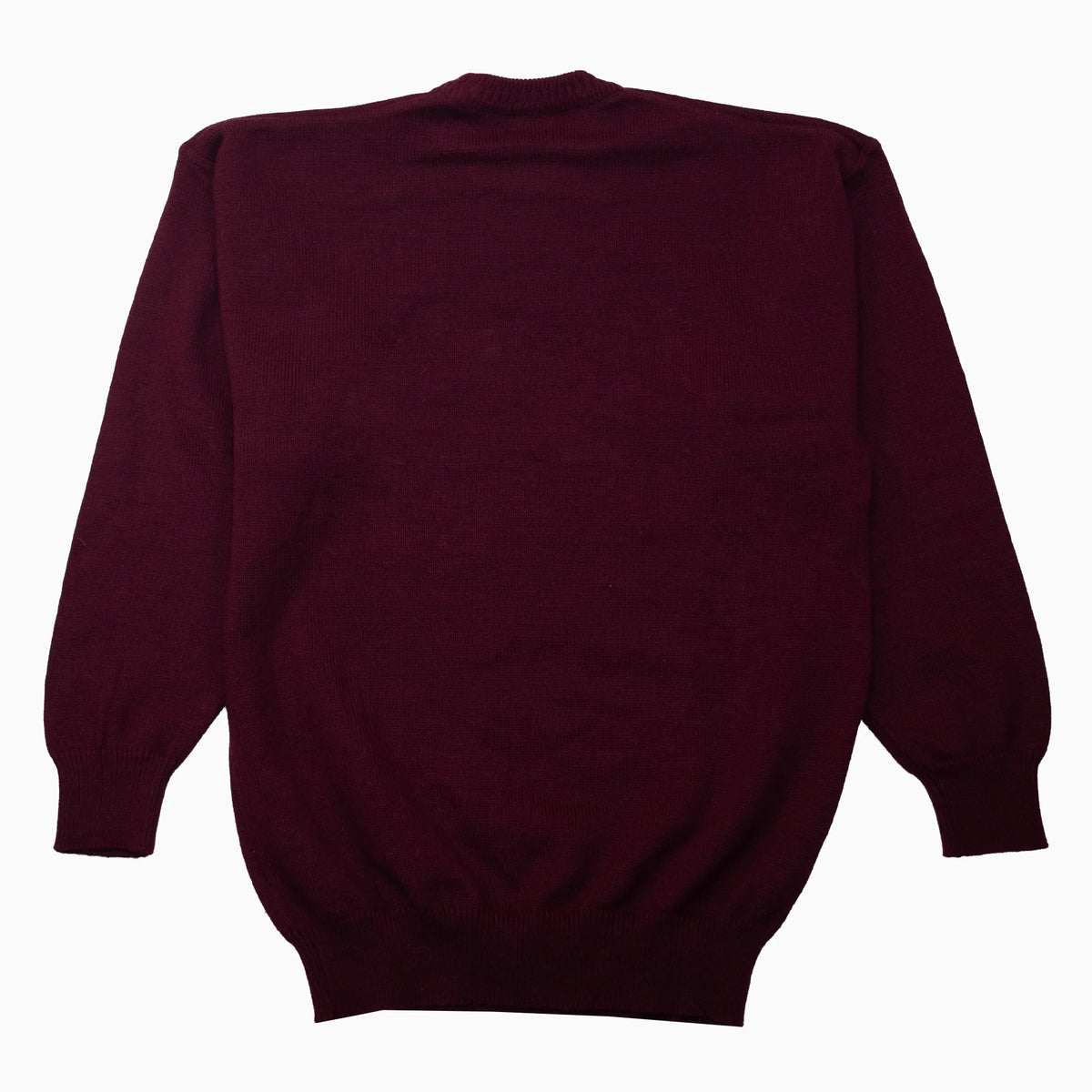 Vintage 90s Henley Strickpullover in Bordeaux, Größe M – Rückansicht