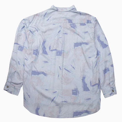 Vintage 90s Jupiter Crazy Pattern Hemd in Blau und Rosa in Größe XXL – Rückansicht