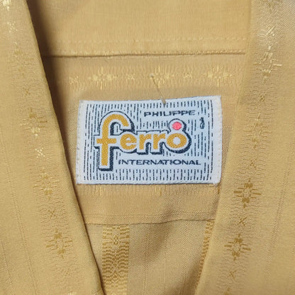 Vintage 90s Philippe Ferro Kurzarmhemd in Ocker – Detailansicht