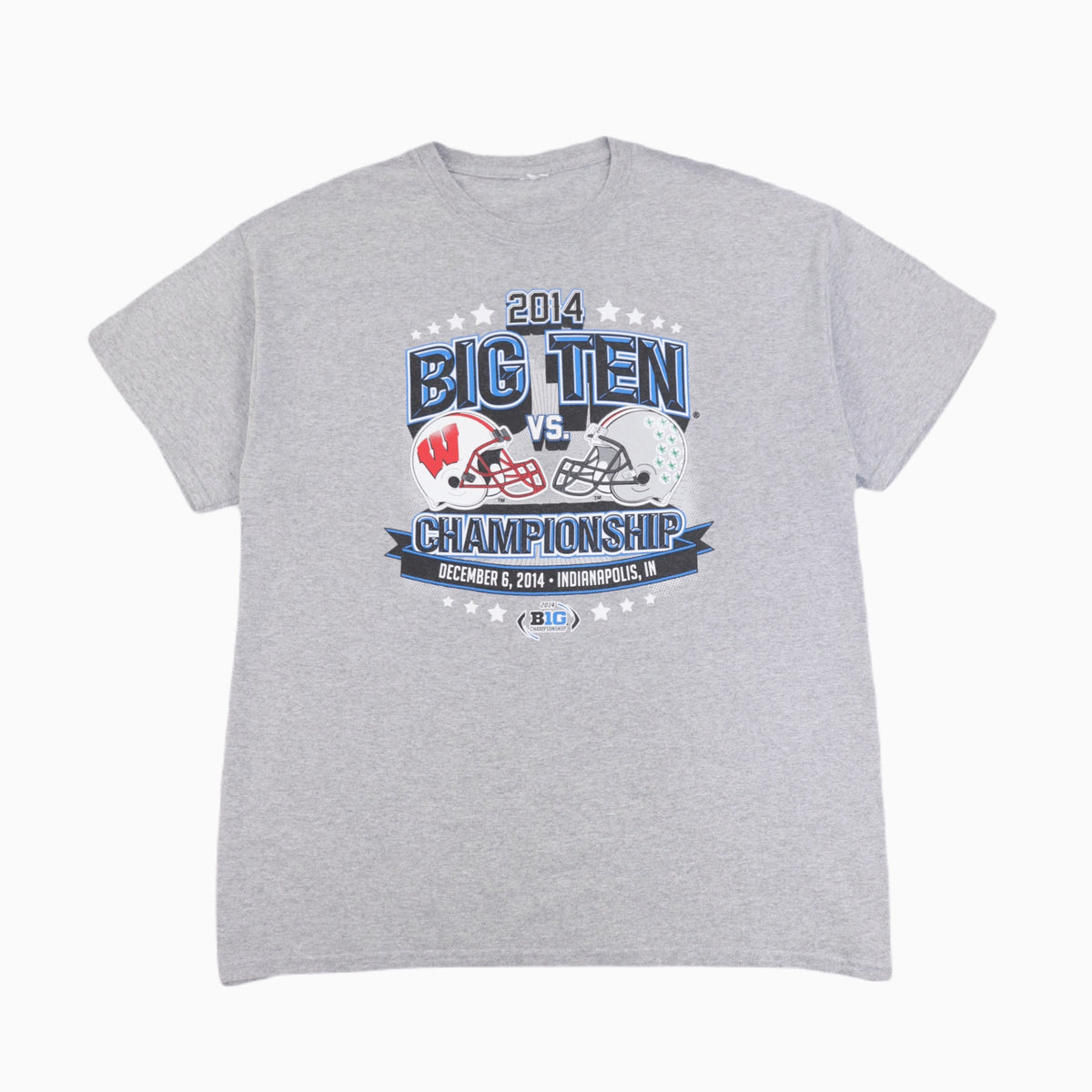 Vintage B1G Championship T-Shirt in Grau mit großem Frontprint, empfohlene Größe XL
