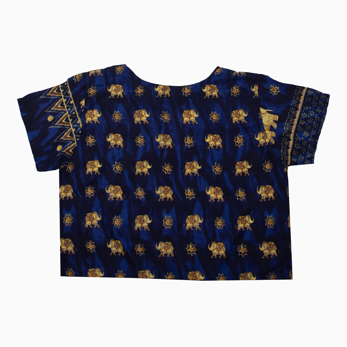 Vintage 90s Elephant Pattern Crop Top S – Rückansicht