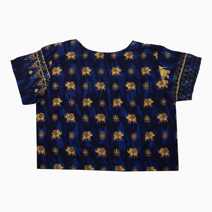 Vintage 90s Elephant Pattern Crop Top S – Rückansicht