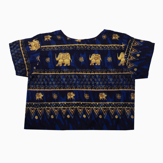 Vintage 90s Elephant Pattern Crop Top S