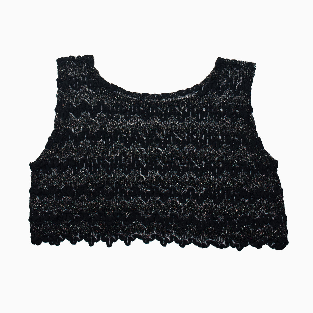 Vintage 90s Sheer Crochet Crop Top S – Rückansicht