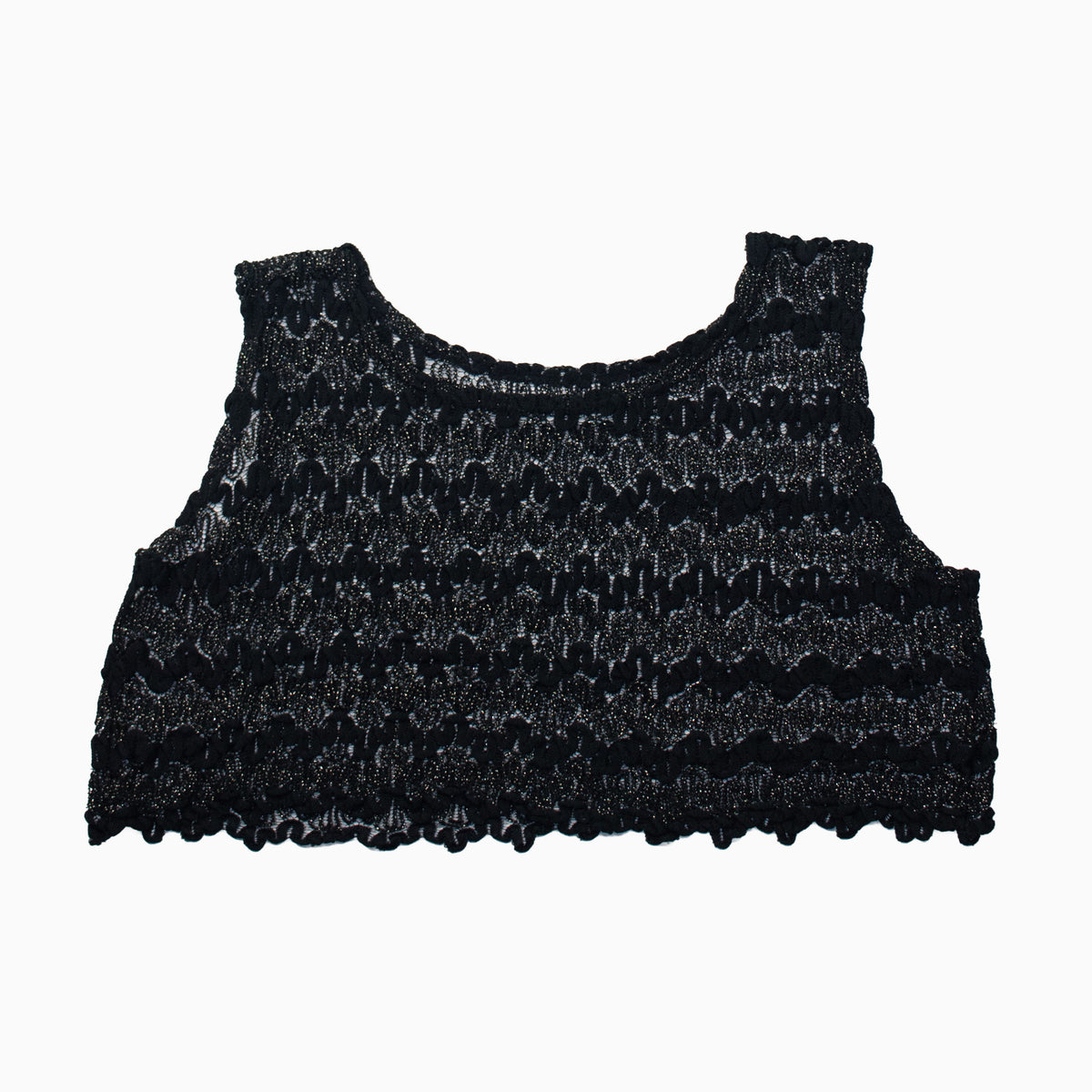 Vintage 90s Sheer Crochet Crop Top S – Detailansicht