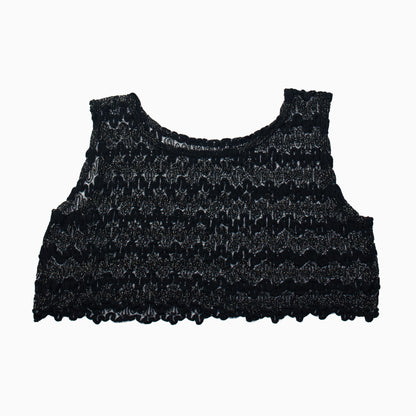 Vintage 90s Sheer Crochet Crop Top S – Detailansicht