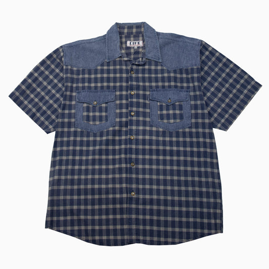 Vintage 90s Life Checkered Short Sleeve Shirt XL