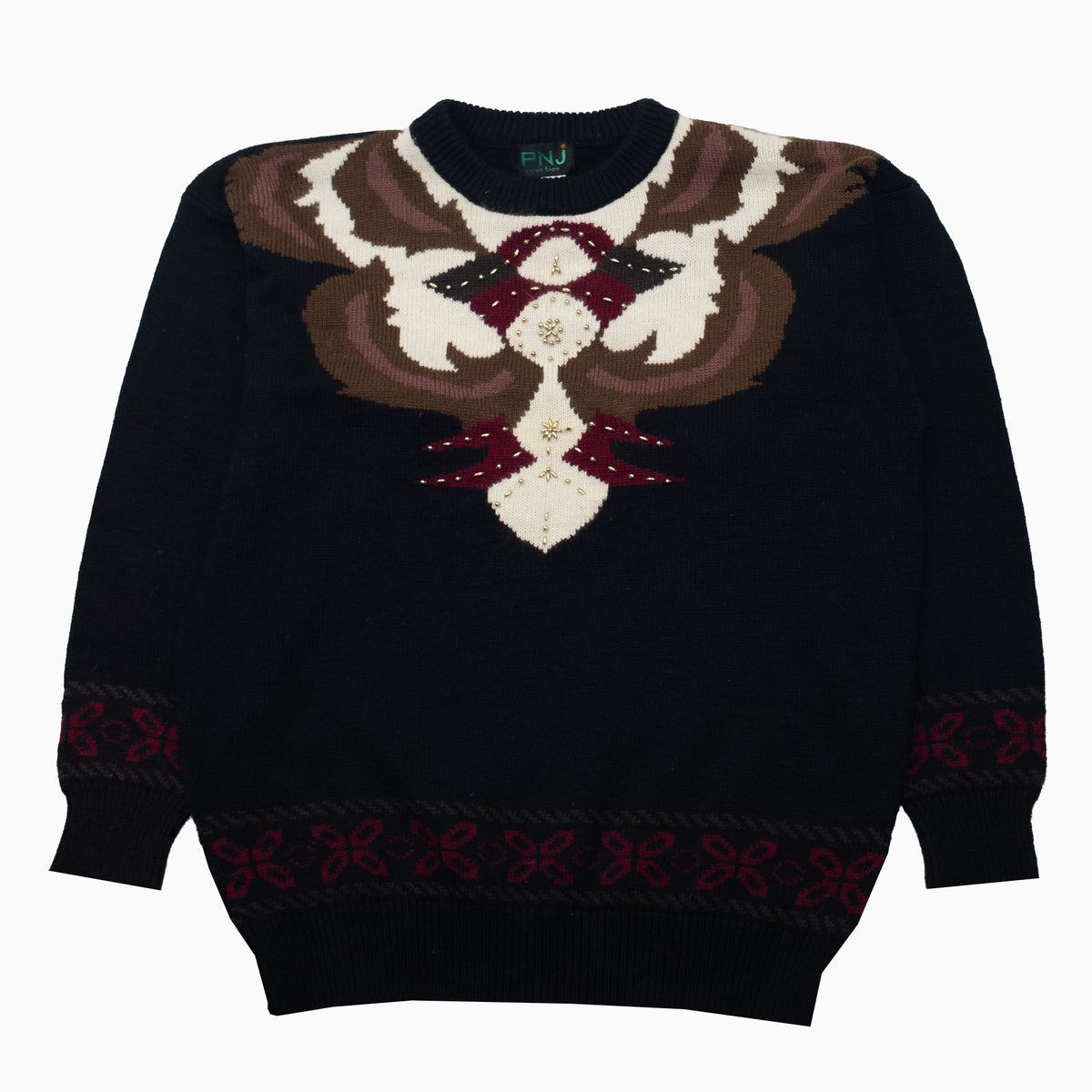 Vintage 80s PNJ pearl knit jumper in size M
