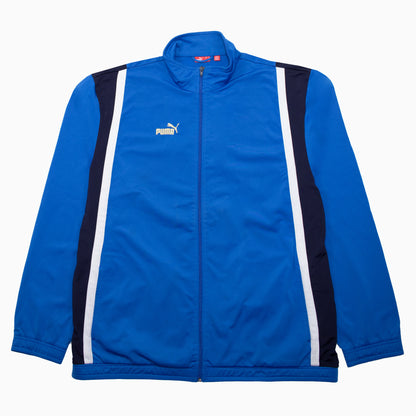 Vintage Puma Trainingsjacke in Navy, blau und Weiß mit Logo-Stickerei und sportlichem Schnitt, unisex, Größe XL
