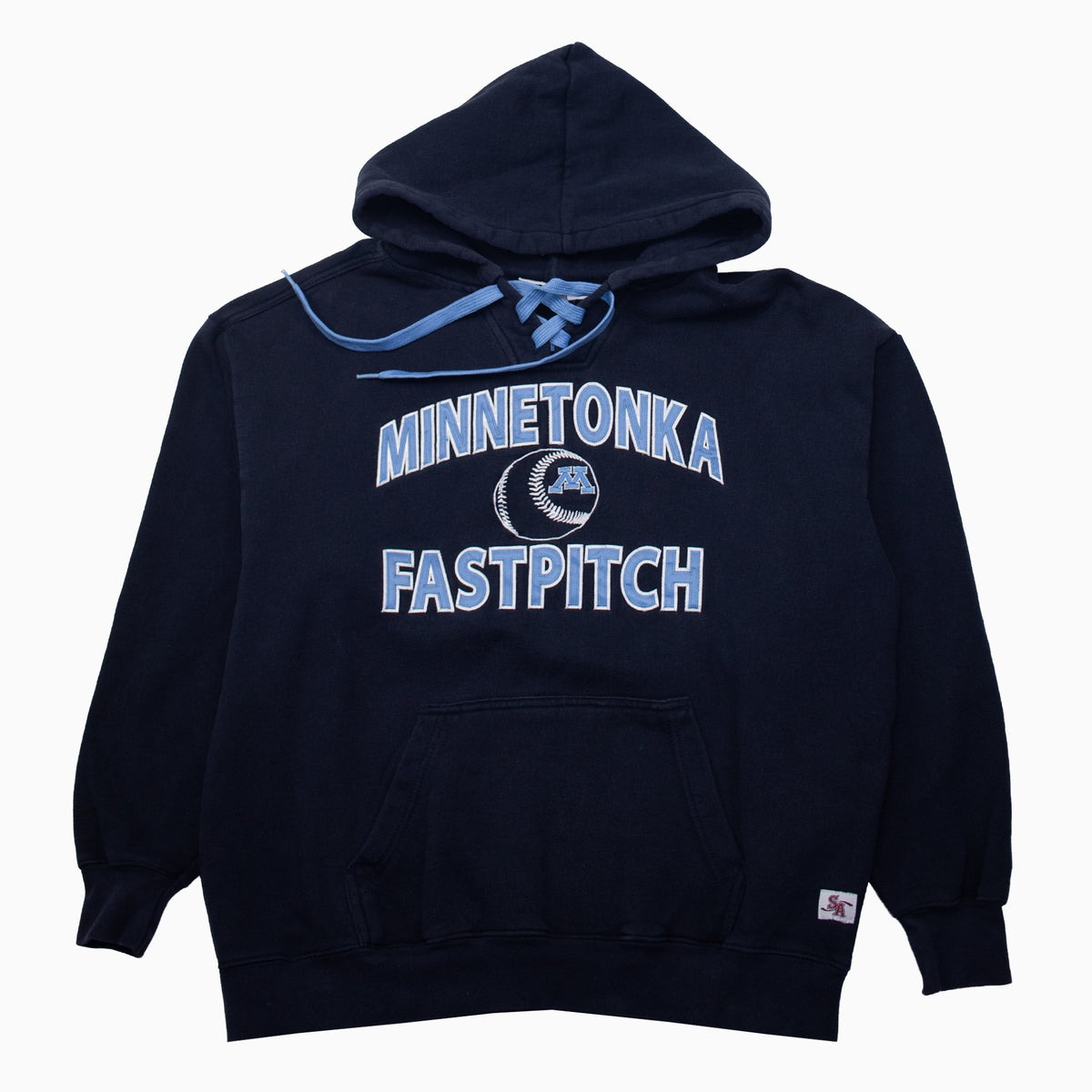 Vintage 90s Sportico Authentic Minnetonka Fastpitch embroidered lace up hoodie in size L