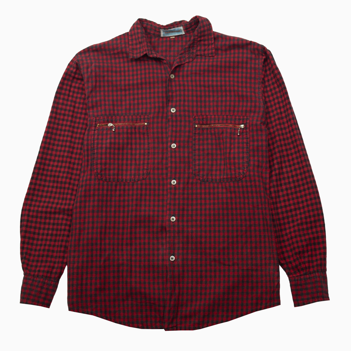 Vintage 90s checkered shirt with zip pockets in size S