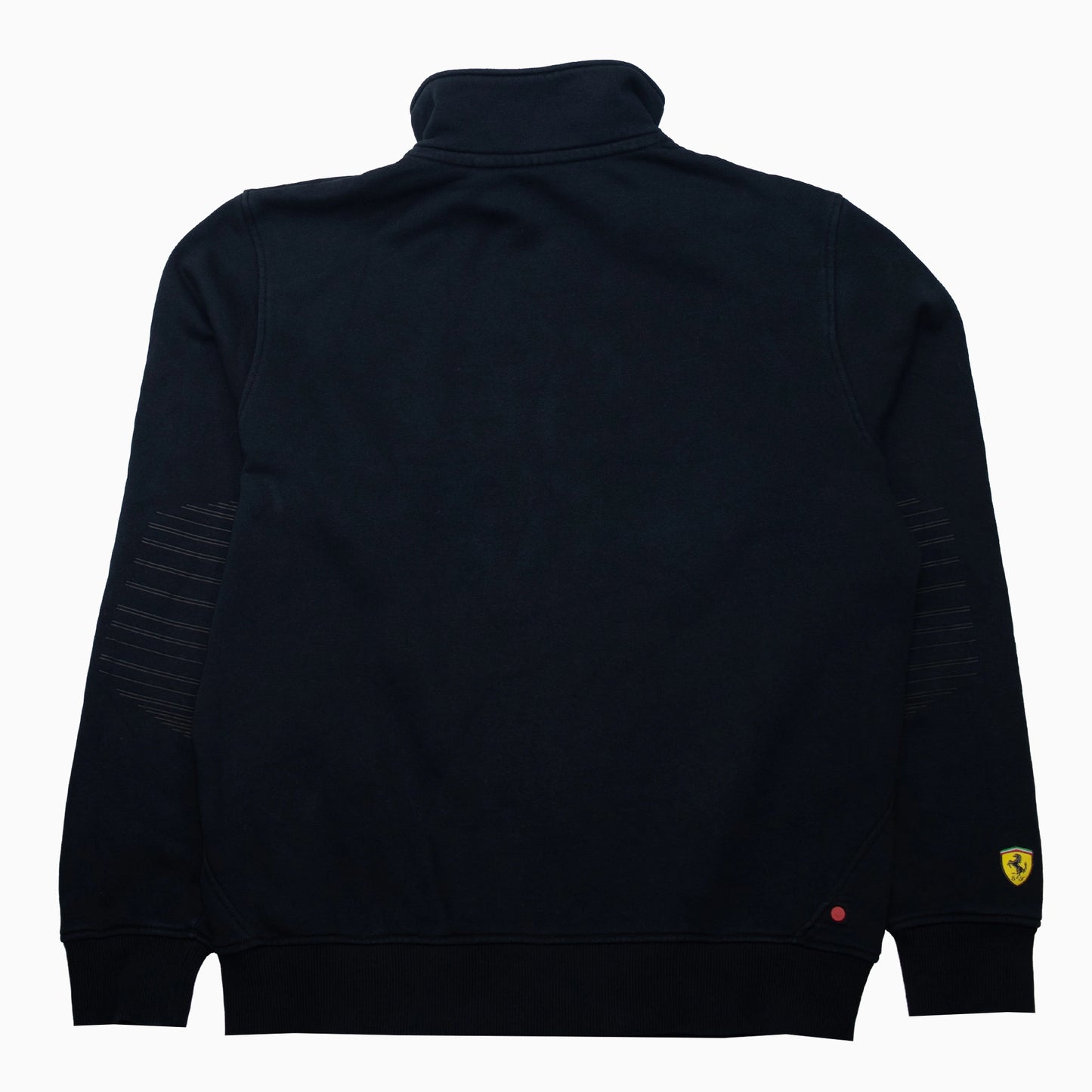 Schwarze Vintage Y2K Puma Ferrari Zip-Sweatjacke in Größe L – Rückansicht
