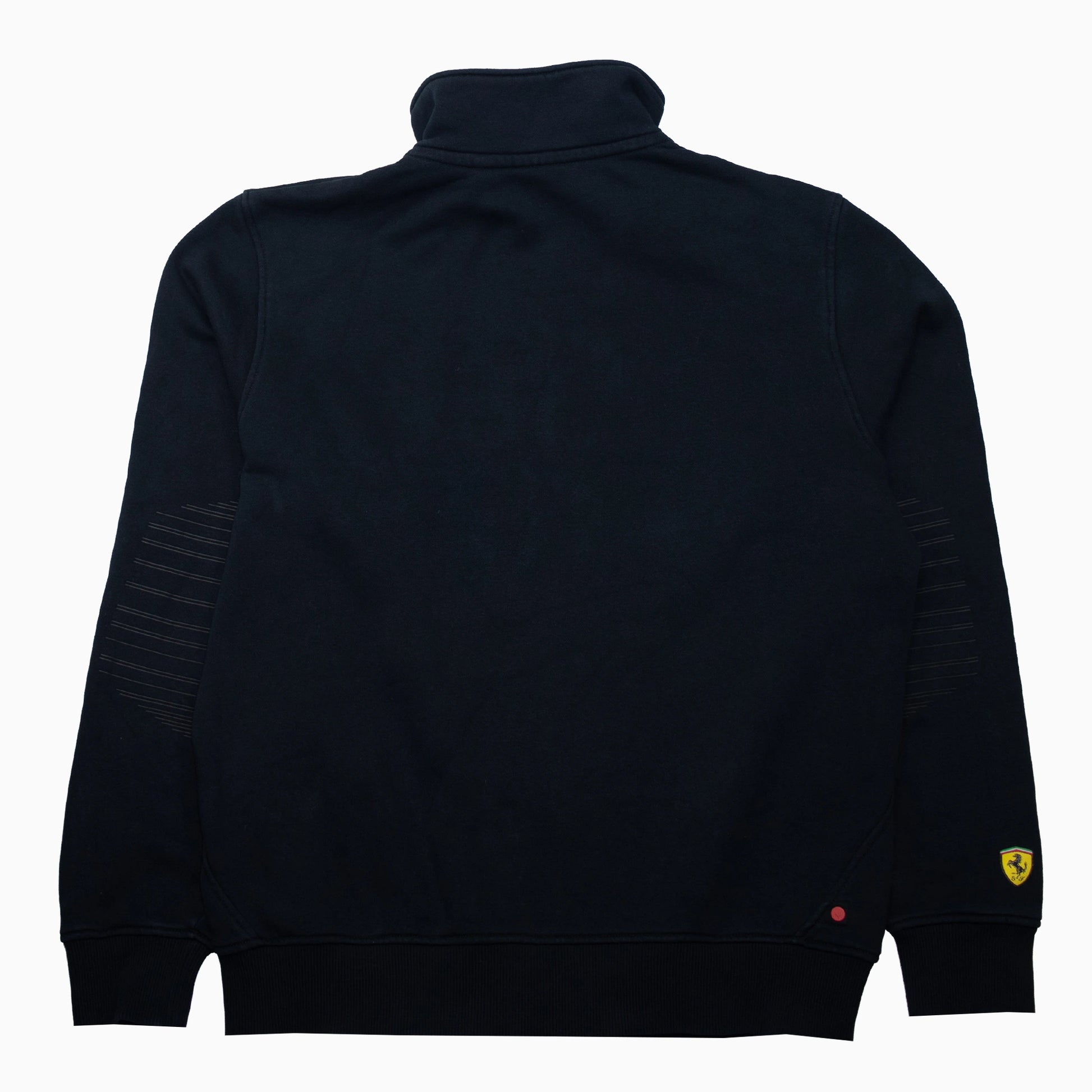 Schwarze Vintage Y2K Puma Ferrari Zip-Sweatjacke in Größe L – Rückansicht
