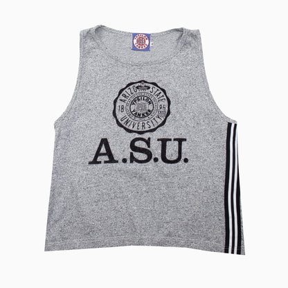 intage Tanktop von Ypsilon in Grau mit USA Yankee A.S.U. Print auf der Brust, unisex, Größe M