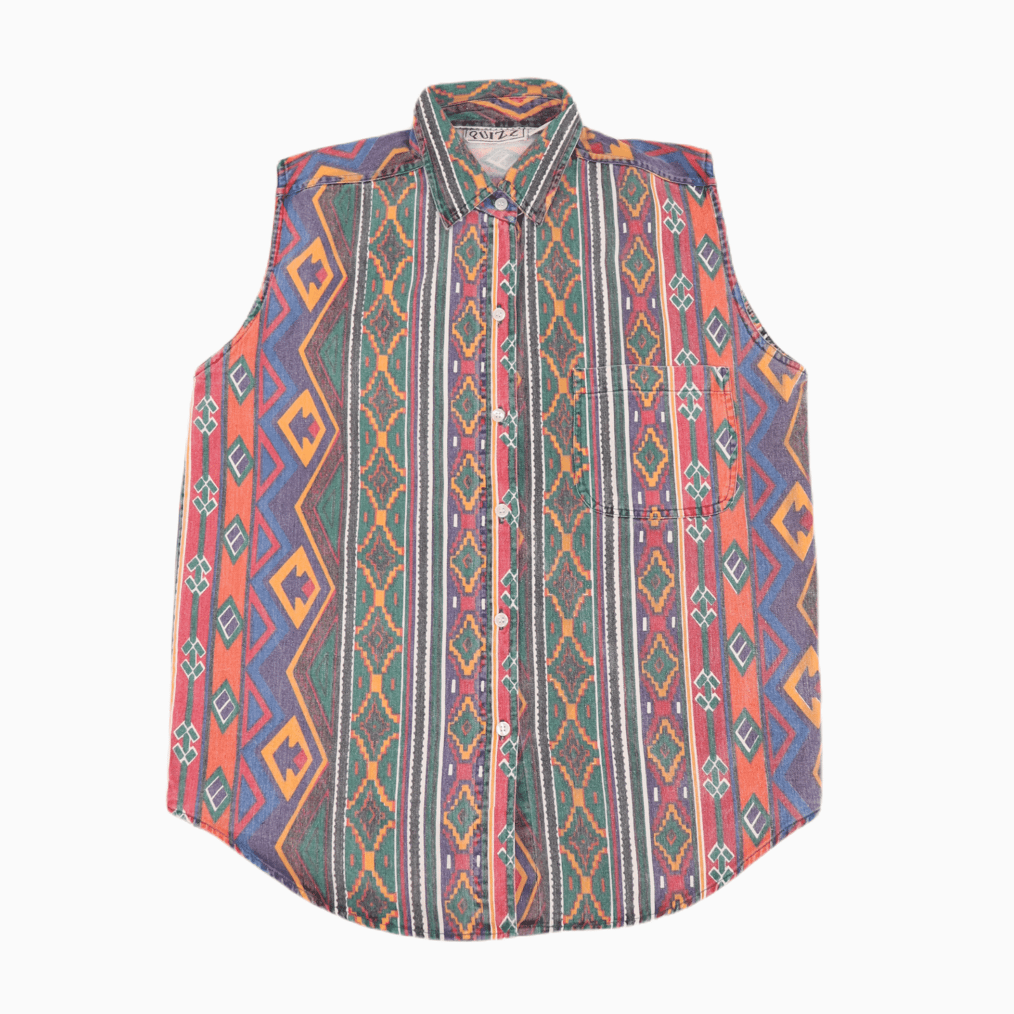 Vintage Quizz Pattern Vest Blouse - Alleycat Stardust