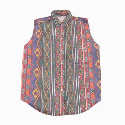 Vintage Quizz Pattern Vest Blouse - Alleycat Stardust