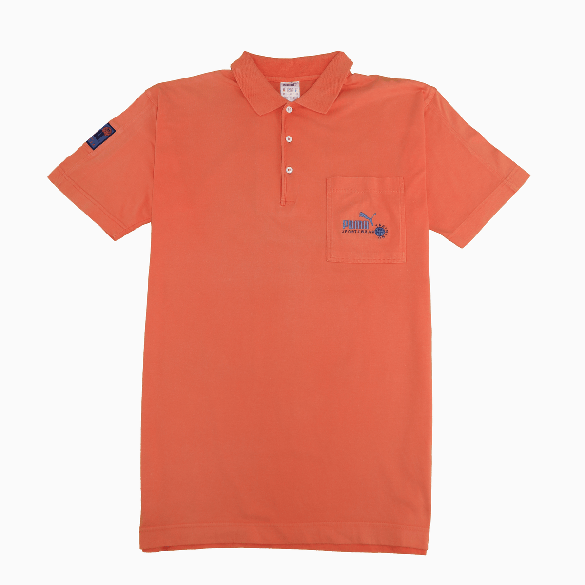 Vintage Puma Polo Shirt orange, Größe M, unisex fit  - gestickte Brusttasche 