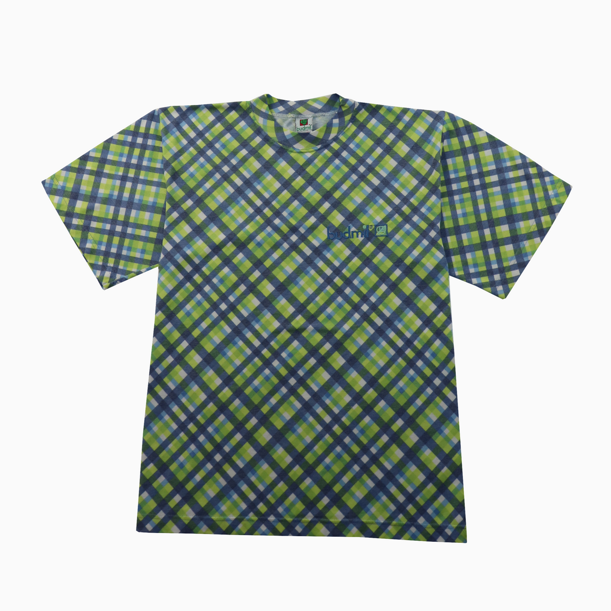 Vintage 90s Budmil Checkered T-Shirt M – Vorderansicht