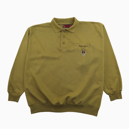 Vintage 90s Eastern Times Three Button Breast Pocket Sweater L – Vorderansicht
