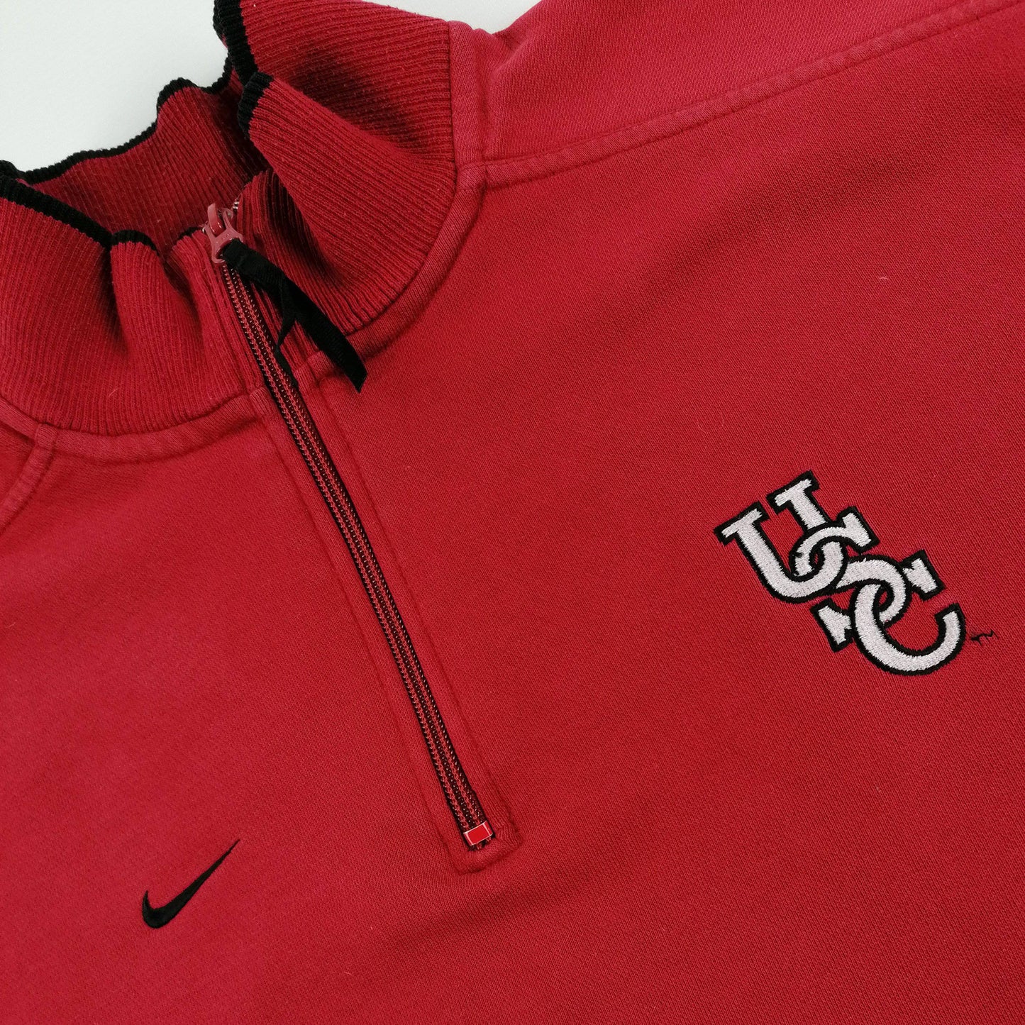 Vintage Nike Mini Swoosh USC Half Zip Sweater - Alleycat Stardust