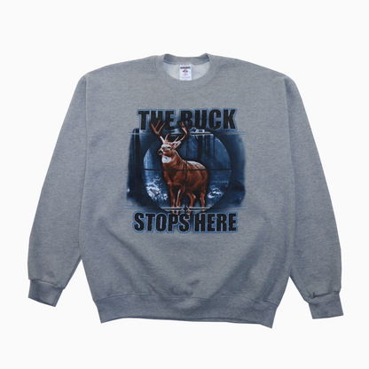 Vintage 90s Jerzees The Buck Stops Here Graphic Sweater L – Vorderansicht