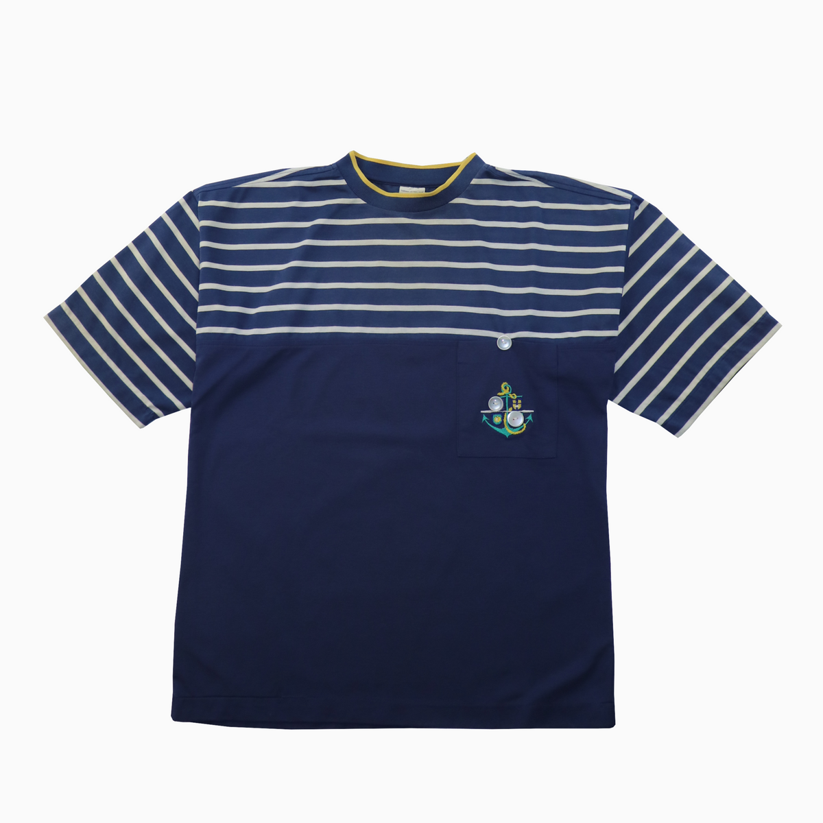 Vintage 90s Marine Button T-Shirt M – Vorderansicht