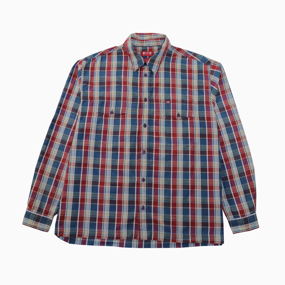 Vintage 90s Mustang Check Shirt L – Vorderansicht