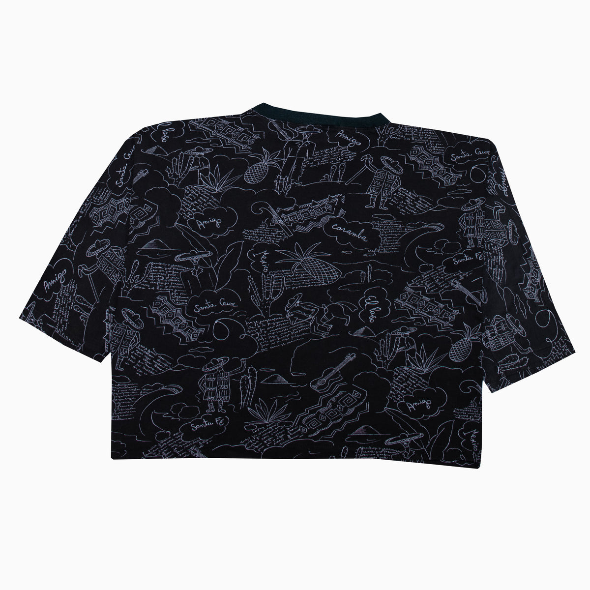 Vintage 90s Pin Up Graphic Wide Crop Top L – Rückansicht