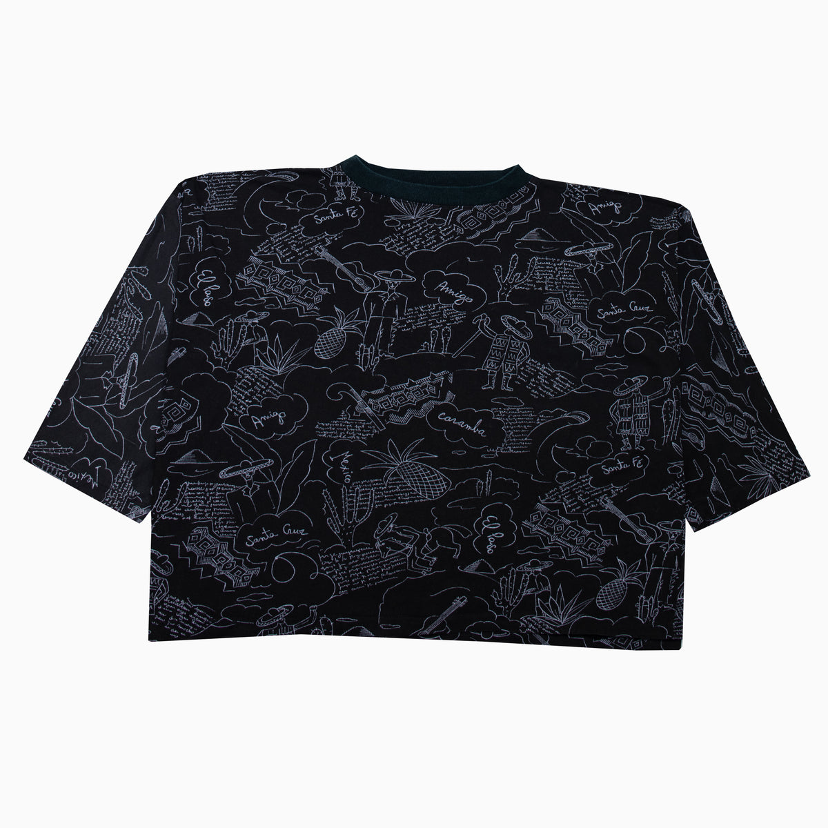 Vintage 90s Pin Up Graphic Wide Crop Top L – Vorderansicht