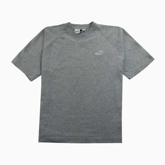 Puma V-Neck Embroidered Logo T-Shirt L