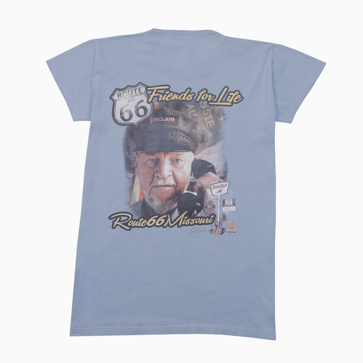 Vintage 90s Third Street Route 66 Backprint Graphic T-Shirt S – Rückansicht