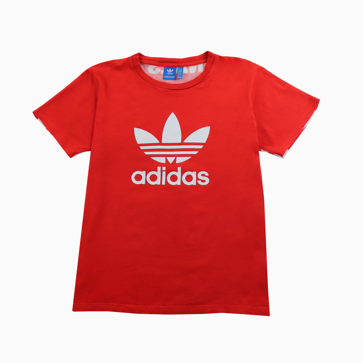 Vintage Adidas Originals T-Shirt aus den 2000ern in rot mit weisem Logo-Print, unisex, Größe L