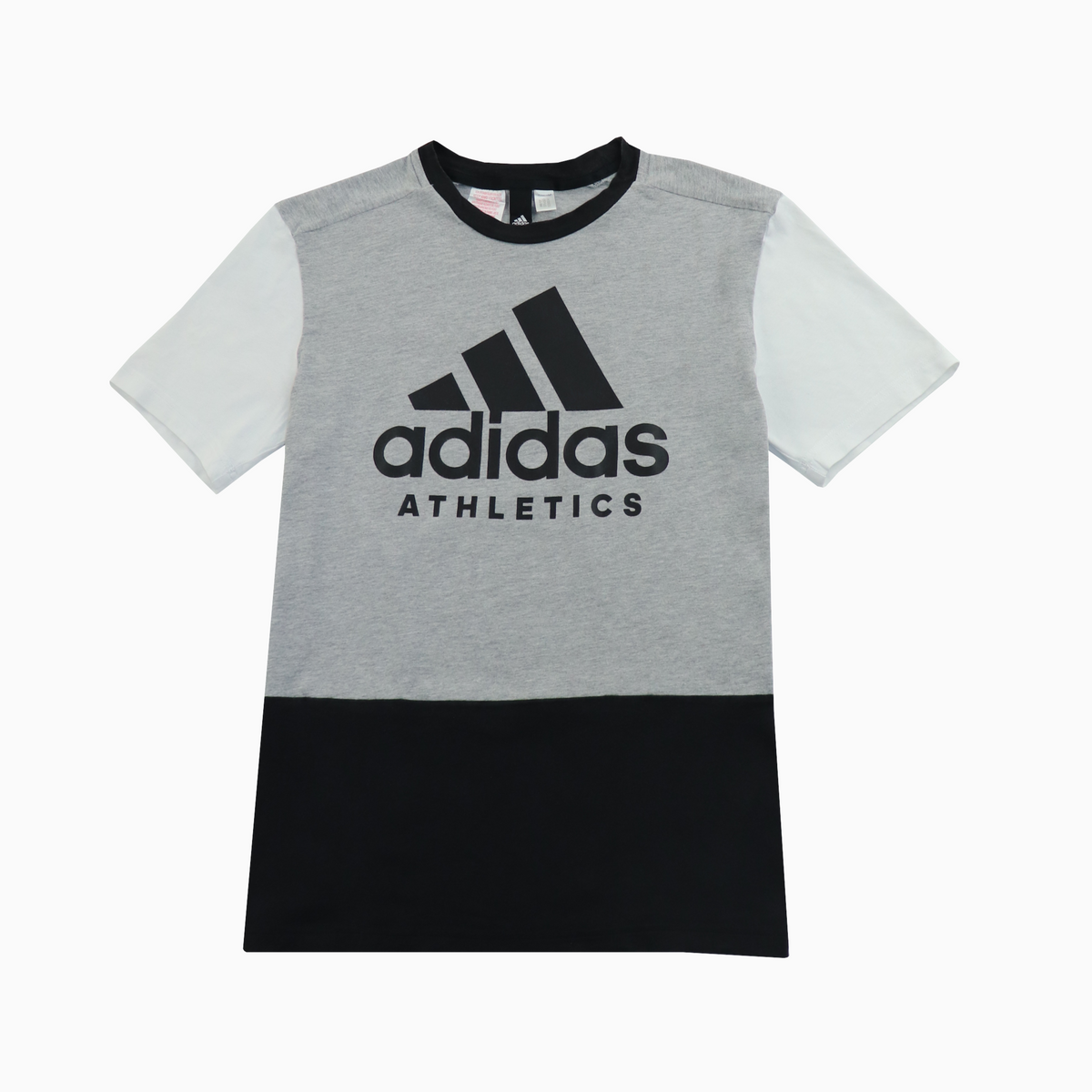 Vintage Adidas T-Shirt aus den 2000ern in grau mit großem Front-Print, unisex, Größe s